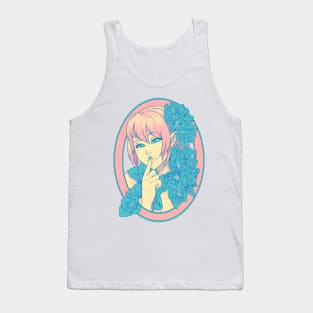 Portrait with green flowers. Tank Top